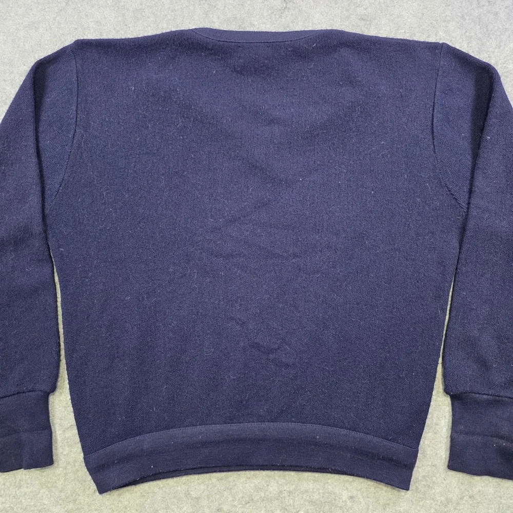 Vintage Izod Lacoste Sweater Mens XL Blue V Neck Knit Pullover Crocodile Logo